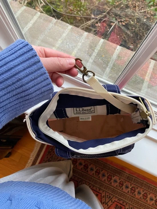 L.L. Bean 90s Vintage Mini Boat & Tote Canvas Pink & Navy Stripe Bag Made in USA - Picture 9 of 10